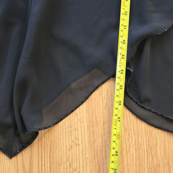 Vtg Y2K Whimsigoth Dark Fairy Semi-sheer Black Beaded Handkerchief Hem Dress 4 - Picture 11 of 11